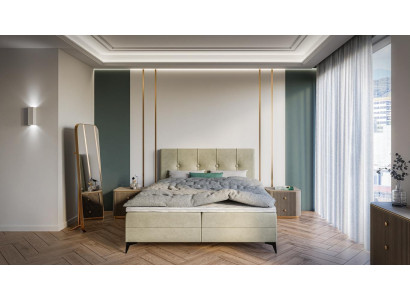 Ylellinen makuuhuoneen verhoilu design kaksinkertainen sänky kangas boksi-pring
